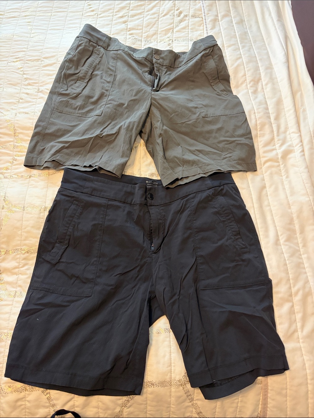 Athleta Women's Shorts — Olive Green and Black Pair
